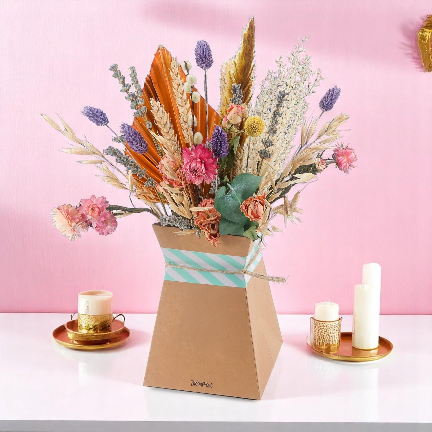 Droogbloemenboeket Pastel – incl. vouwvaas