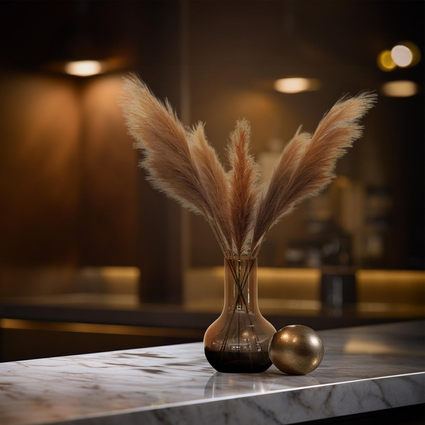 Zijden bloemen Solo - Brown - Pampas Plumes - x 6 - 115cm