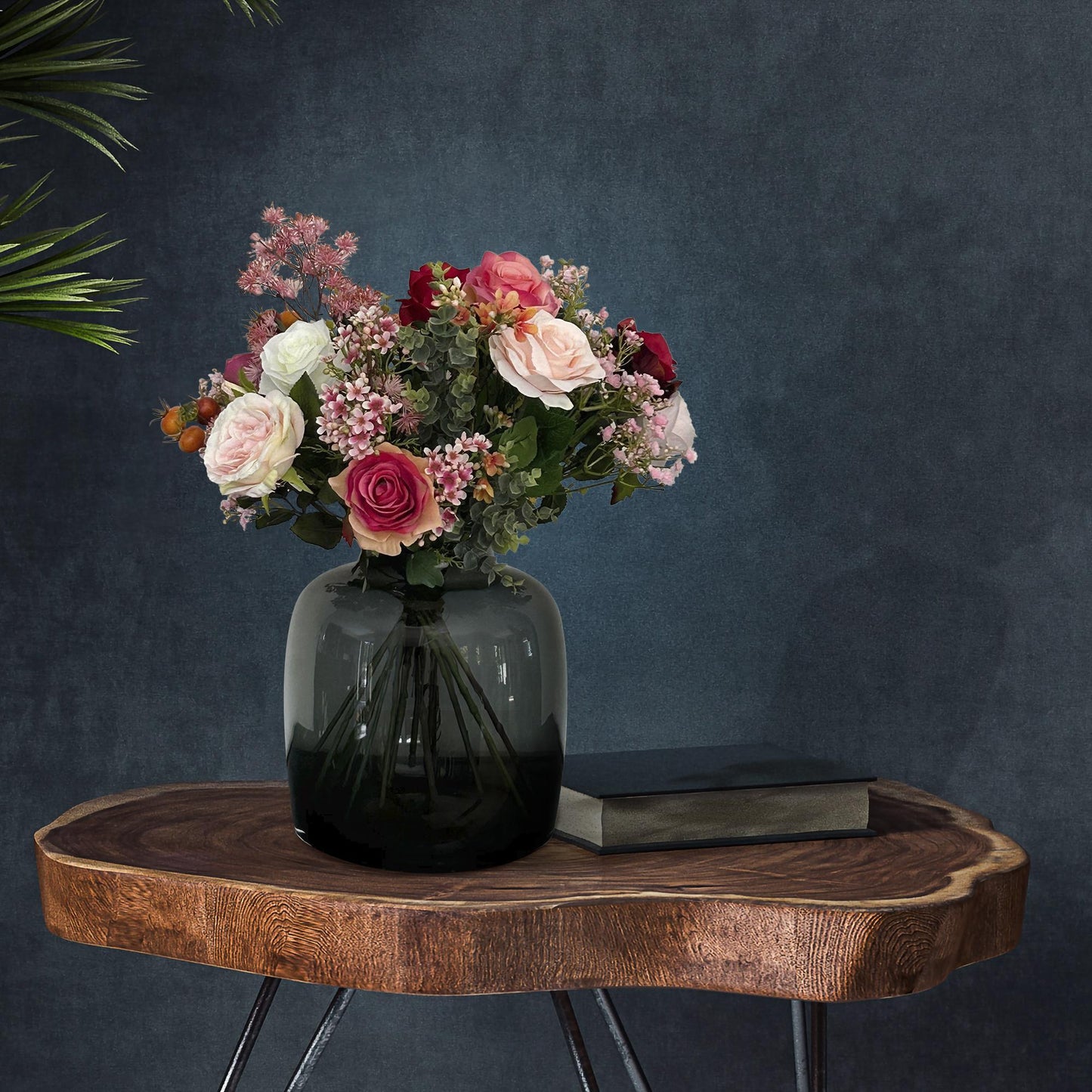 Zijden Bloemen – Boeket M 'Flame Roses' – 45 cm