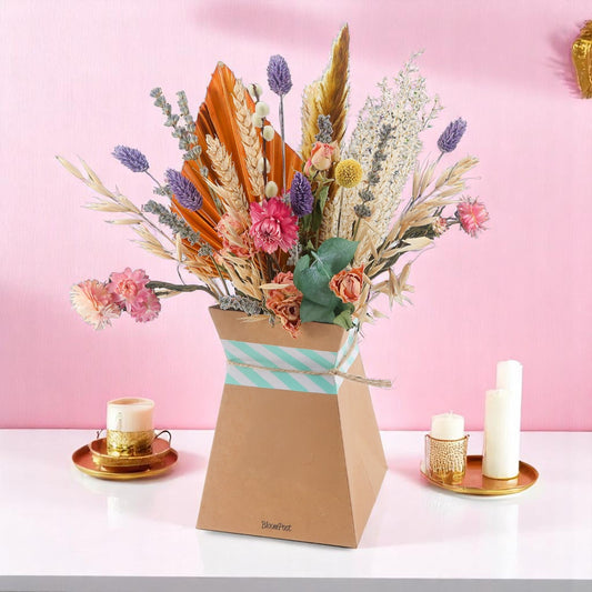 Droogbloemenboeket Pastel – incl. vouwvaas