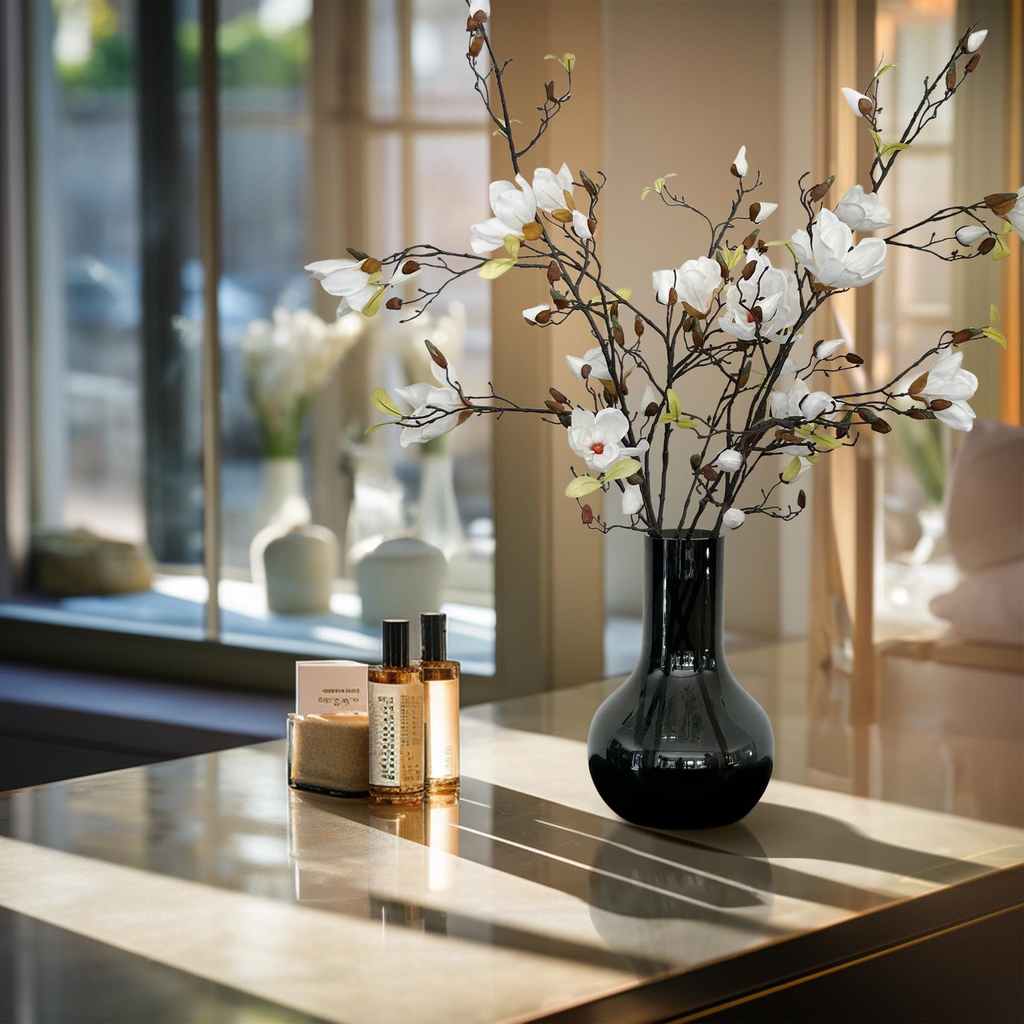 Zijden bloemen – Magnolia Takken – Crème – x4 – 105 cm